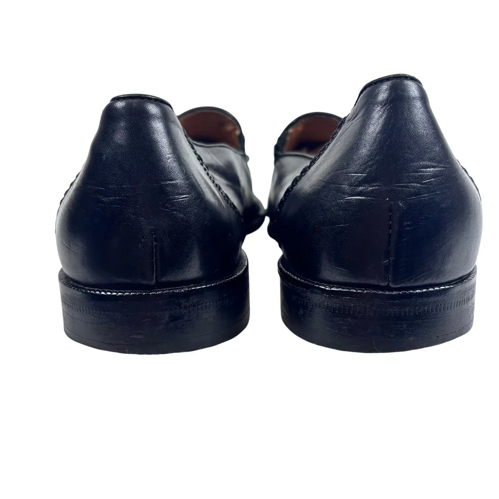 VTG Made ITALY Tassel Kiltie Loafers 10 Black Leather Preppy Academia Cable & Co